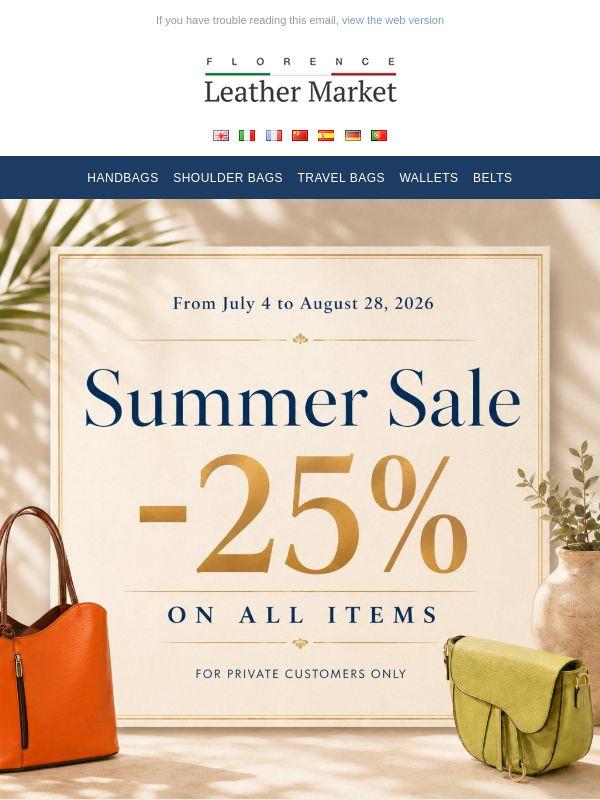 Summer Sale - 25% off everything, handmade in Florence