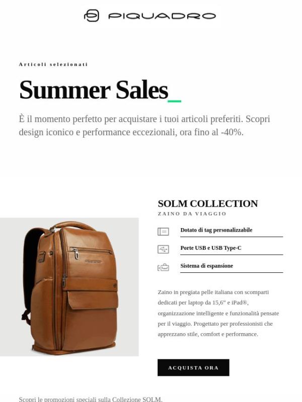 Fino al -40% | Iniziano i Saldi Piquadro