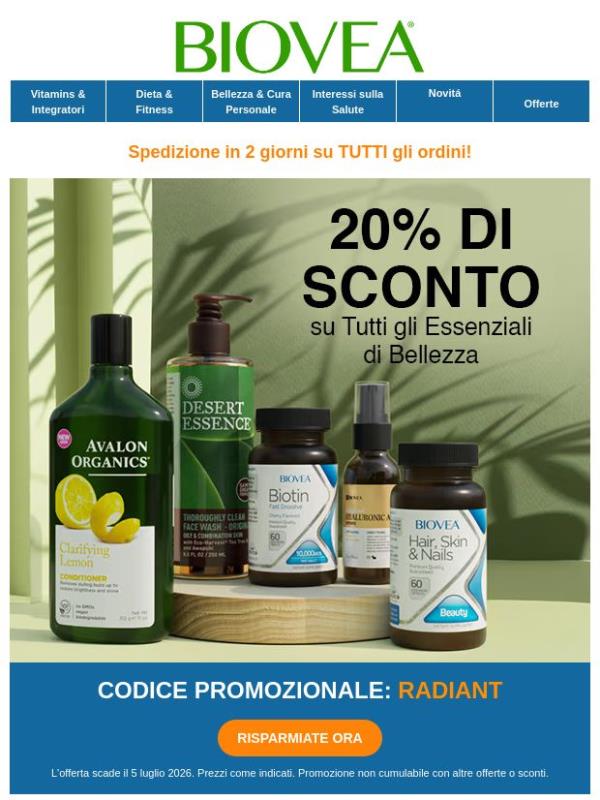 Coccolati con il 20% di Sconto su Tutti i Prodotti di Bellezza!