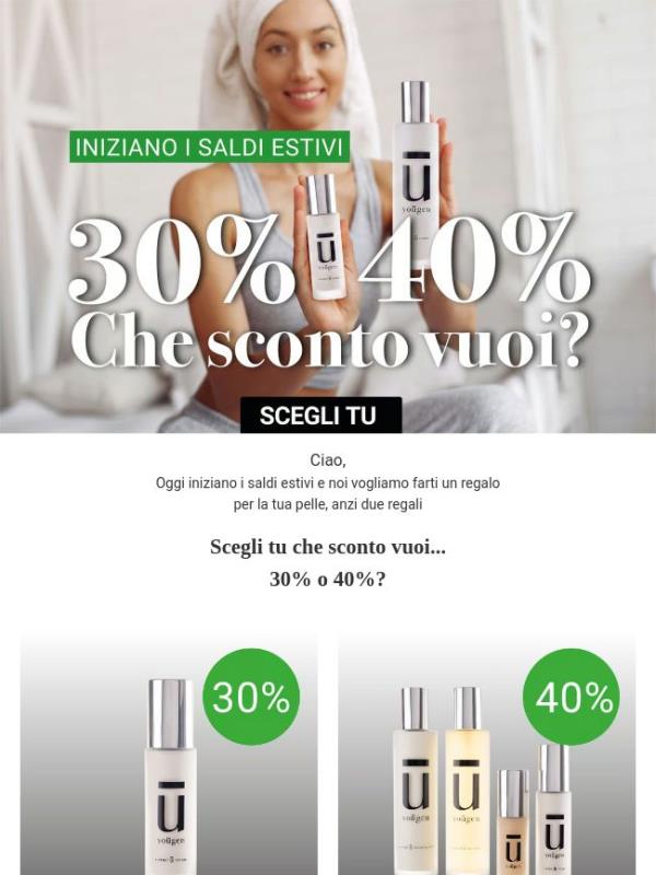 A te la scelta: 30% o 40% sui saldi estivi