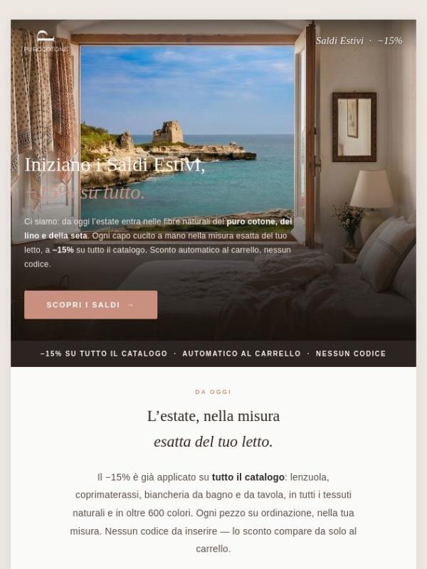 Finalmente SALDI! -15% su tutto il Catalogo.