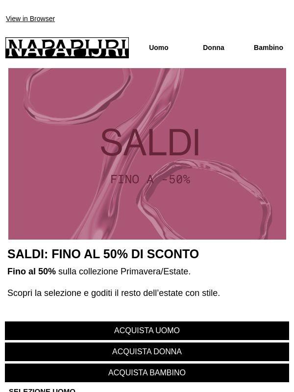 Iniziano i saldi: fino al 50%