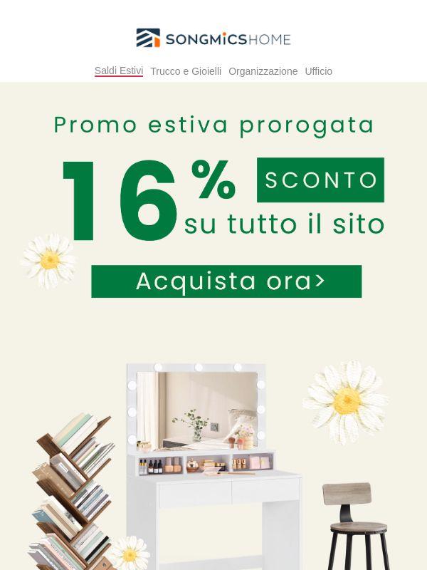 Promo estiva prorogata | -16% su tutto il sito questo fine settimana！