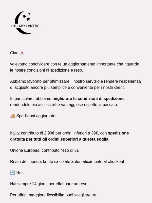 Aggiornamento importante su spedizioni e resi - Cambio CDV