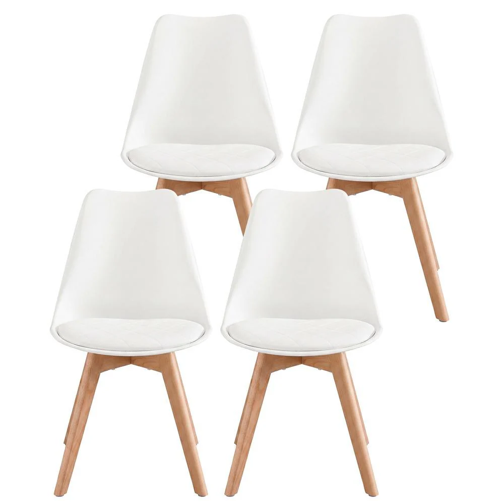 Image of Sedie da Pranzo in Ecopelle con Cuscino Imbottito e Gambe in Legno
