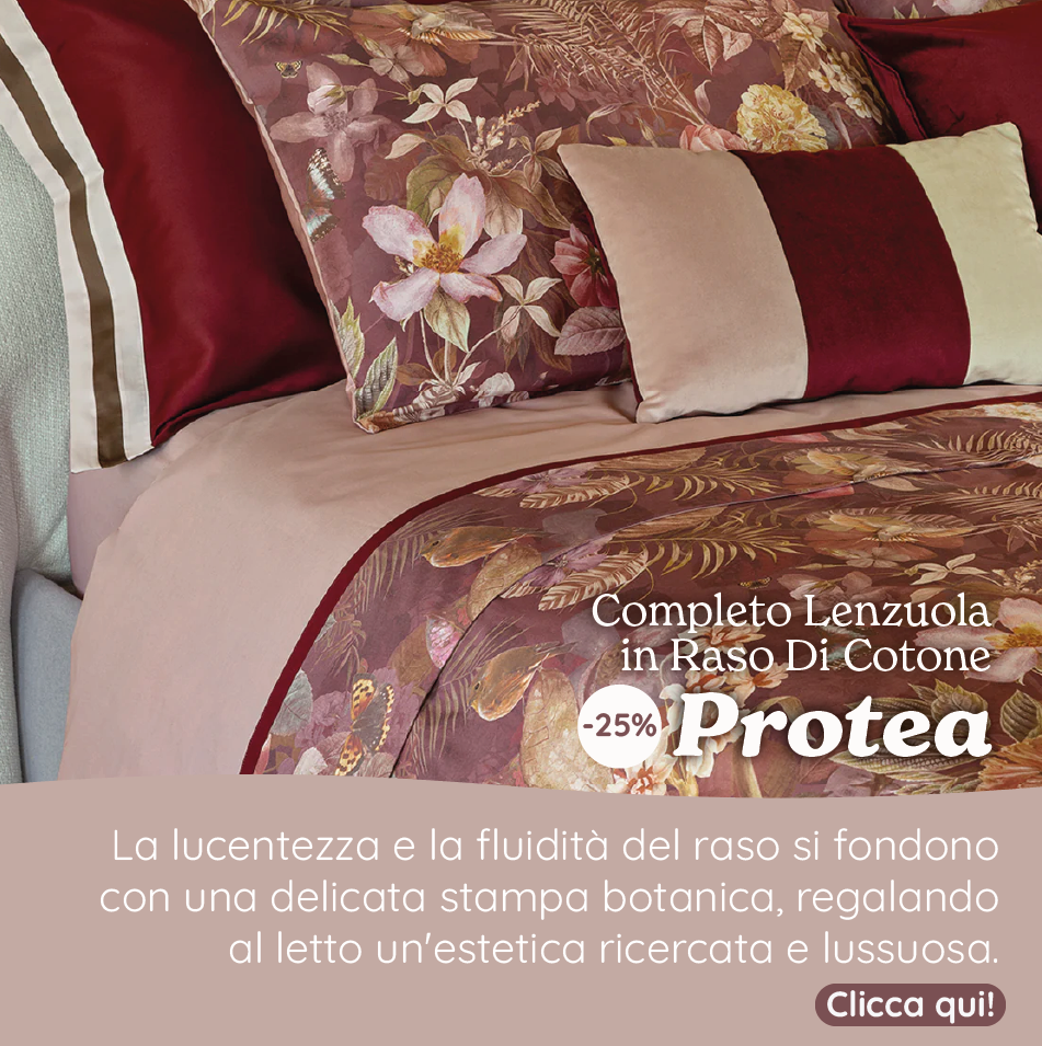 Completo Lenzuola in Raso Di Cotone Fantasia Floreale - Protea