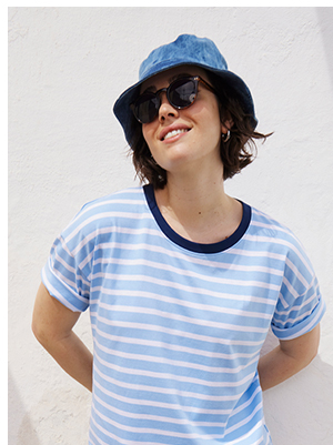 T-shirt dal taglio oversize con righe, scollo a girocollo e mezze maniche