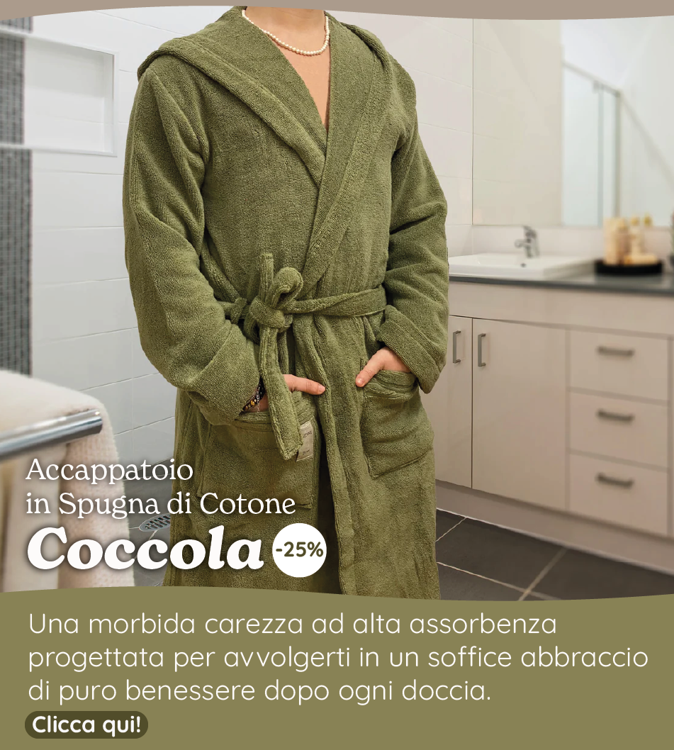 Accappatoio in Spugna di Cotone con Cappuccio - Coccola