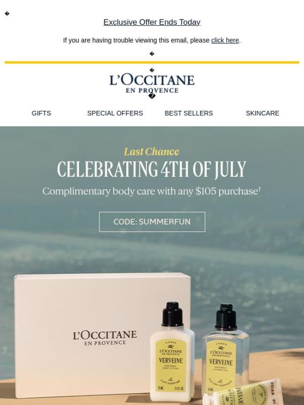 Final Day For a Complimentary Gift For 4th of July