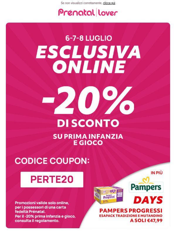 ⚡Solo fino all'8 Luglio: -20% online su prima infanzia e gioco
