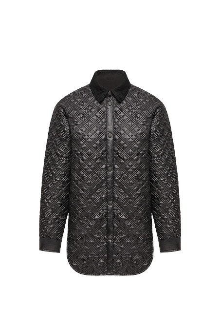 Giacca camicia imbottita con bordo in velluto a costine