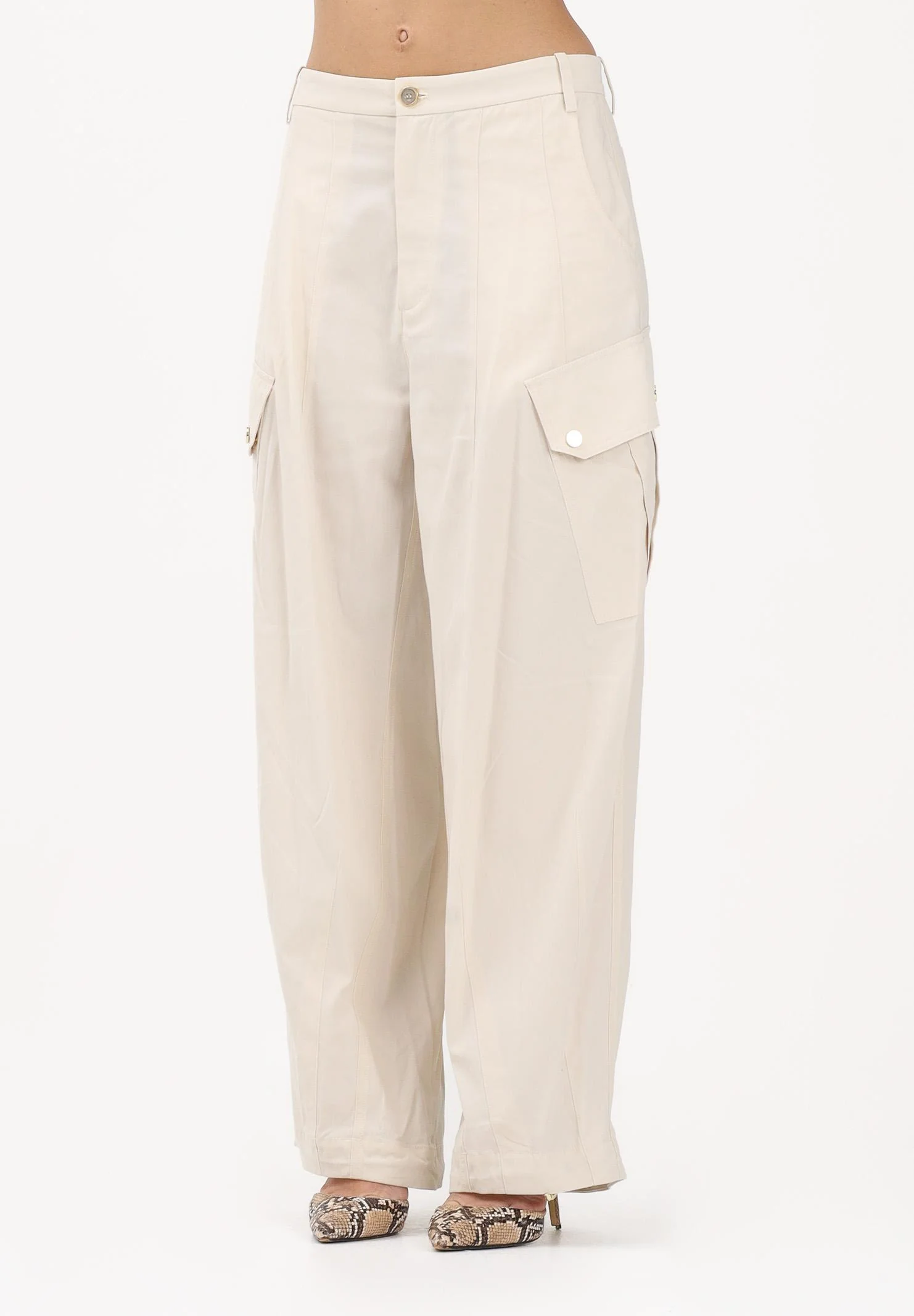 Image of PINKO Pantalone cargo beige da donna