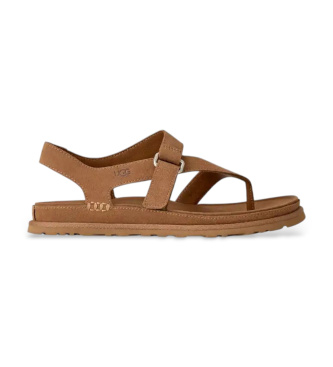 Sandali GoldenGaze in pelle marrone con infradito