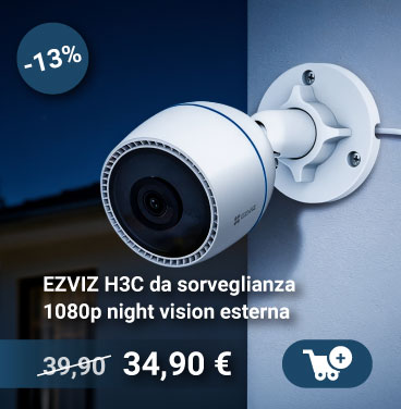 White EZVIZ H3C wall-mounted 1080p outdoor bullet security camera with night vision