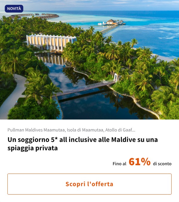Un soggiorno 5* all inclusive alle Maldive su una spiaggia privata