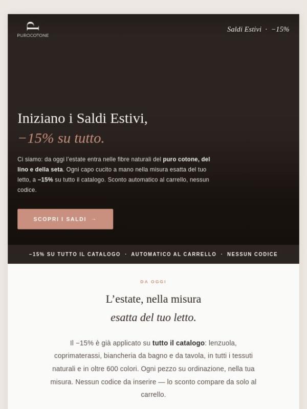 Finalmente SALDI! -15% su tutto il Catalogo.