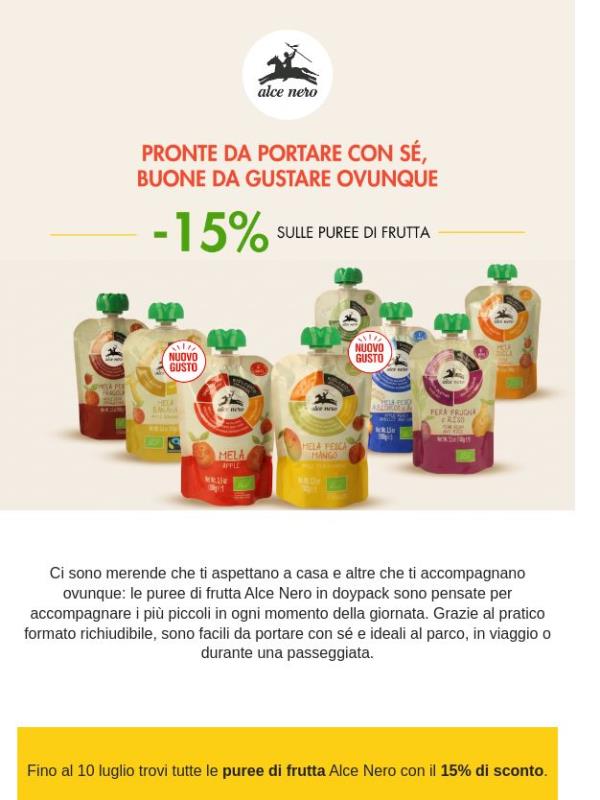 Merenda bio: puree di frutta al -15% 🍎