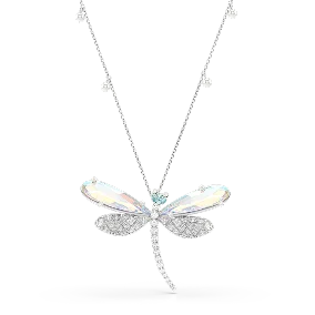 Pendente e spilla Ariana Grande x Swarovski, Crystal Pearls, Taglio misto, Libellula, Bianchi, Placcati rodio