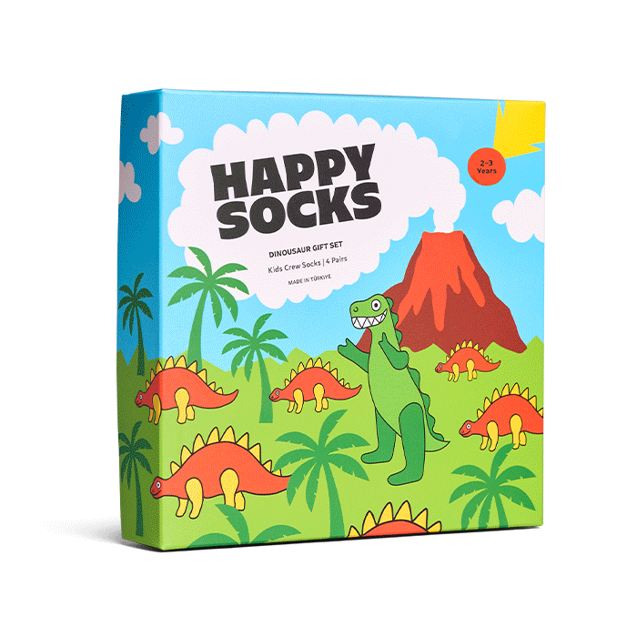 Set regalo di calzini a forma di dinosauro per bambini in confezione da 4