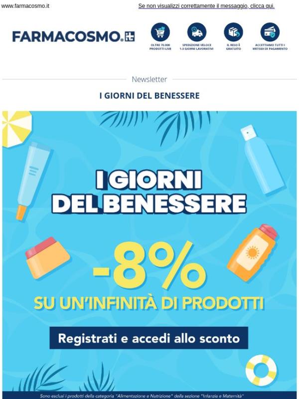 🌿 -8% su tutto il sito per i Giorni del Benessere!