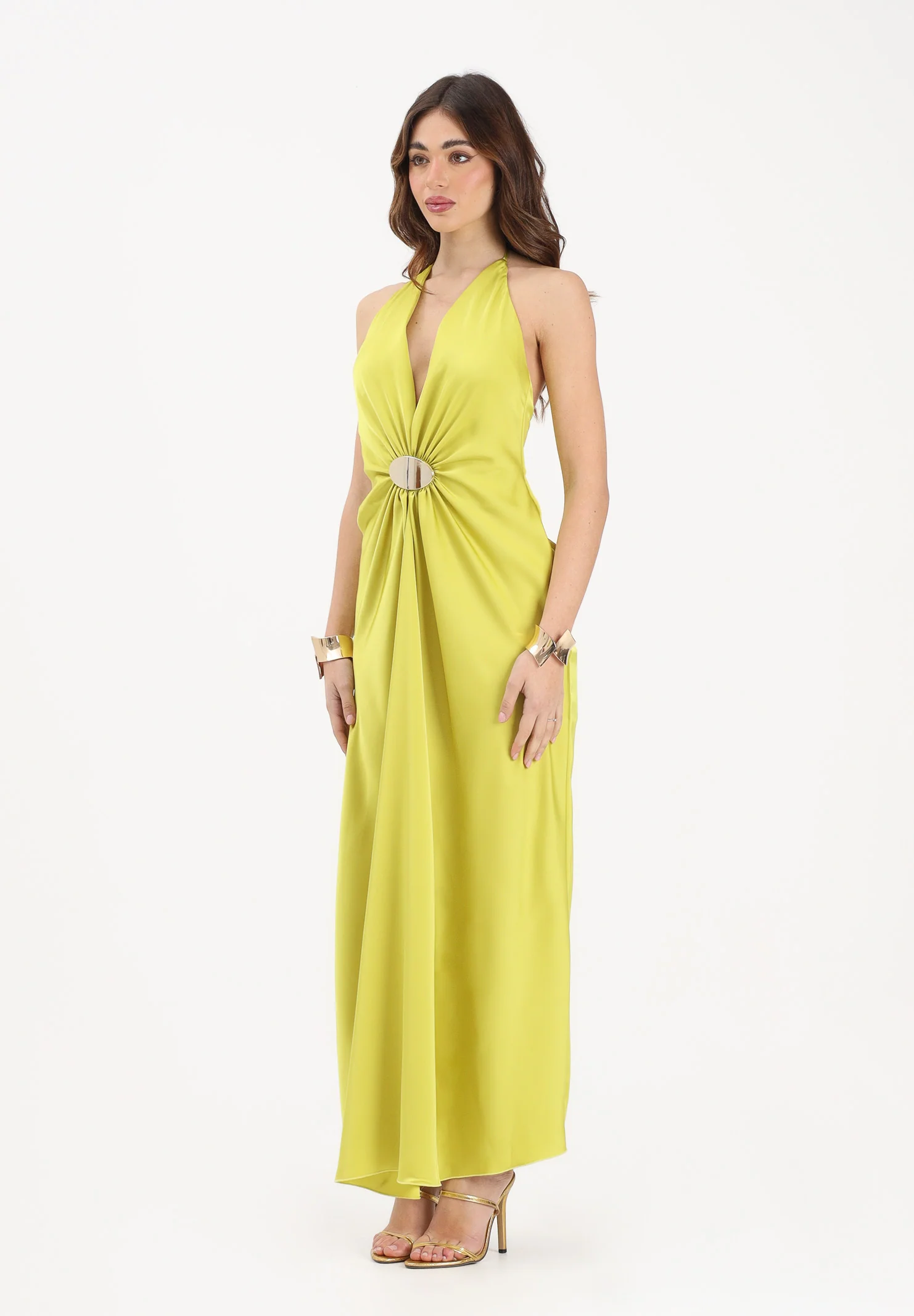 Image of SIMONA CORSELLINI Abito lungo avocado da donna con bracciali