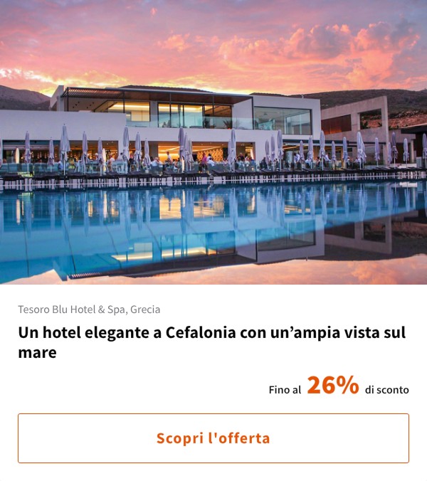 Un hotel elegante a Cefalonia con un%27ampia vista sul mare
