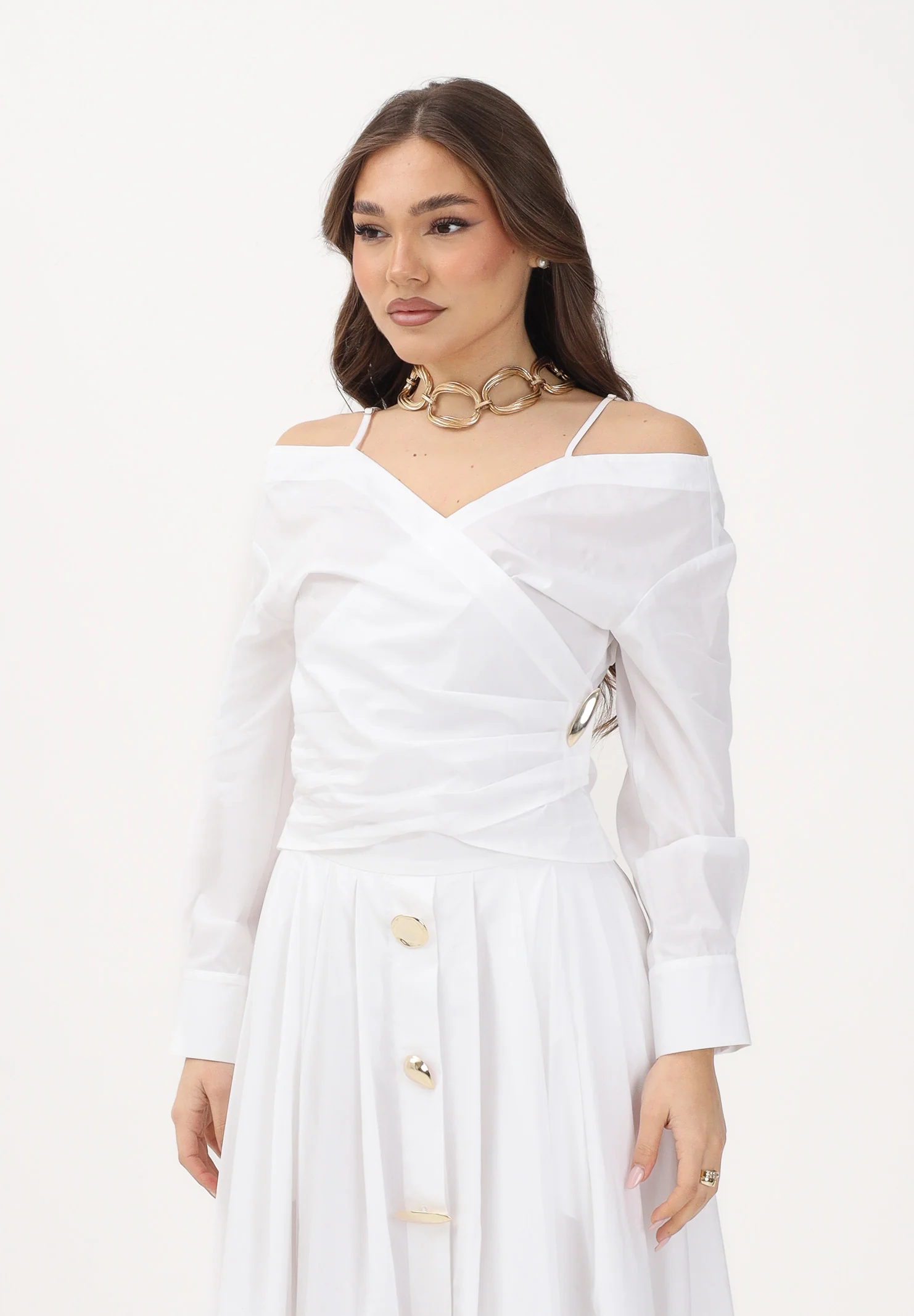 Image of SIMONA CORSELLINI Blusa incrociata bianca da donna