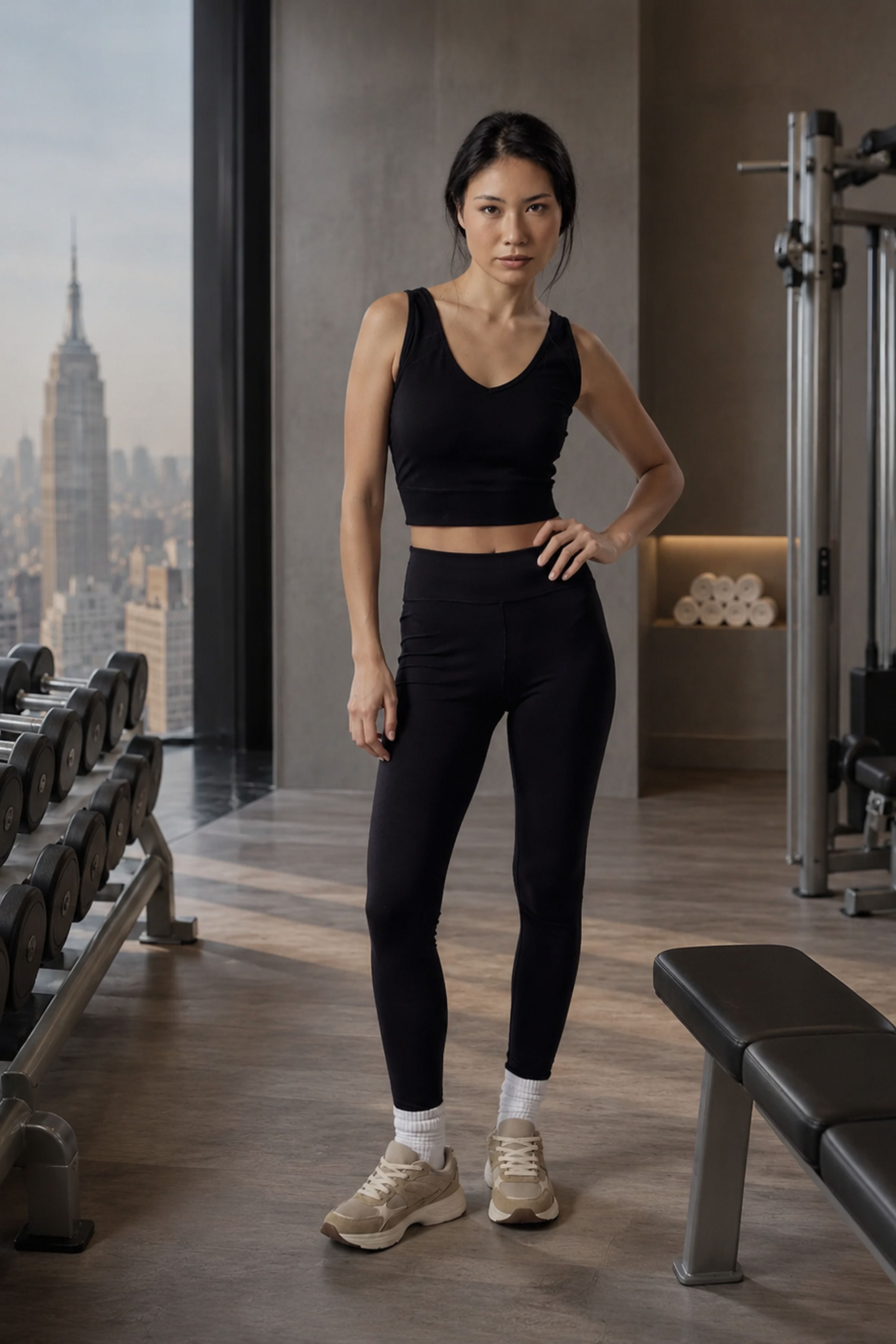 Set Active Leggings a Vita Alta + Top Sportivo Nero