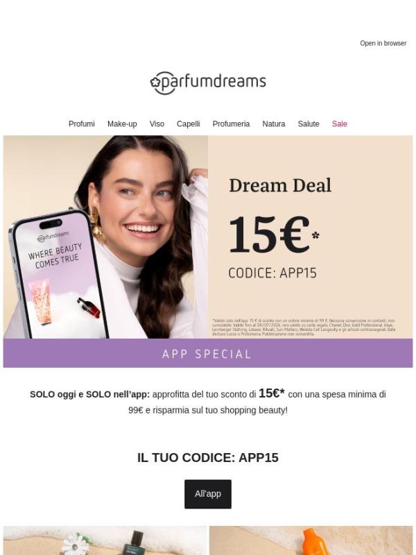 Risparmia 15€ – solo oggi nell’app, Beauty 🛍️