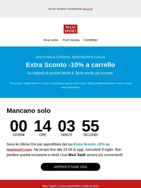⏳ ULTIME ORE: il tuo Extra Sconto termina stasera!