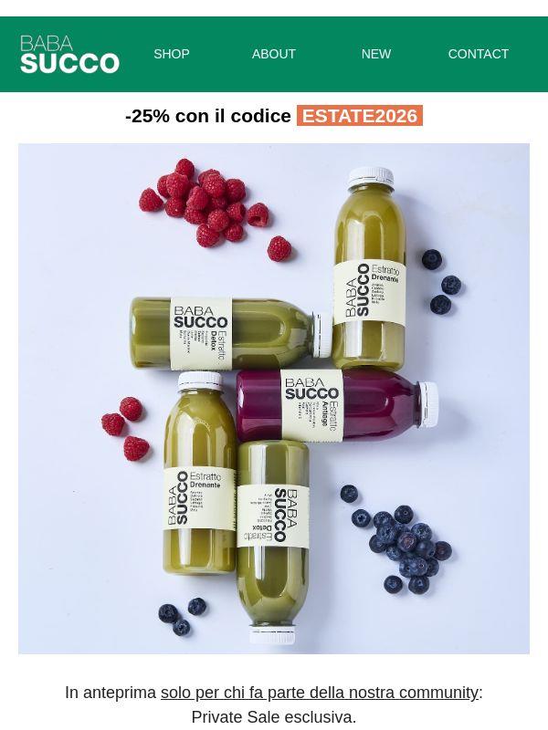 🎁 Solo per te: -𝟐𝟓% su tutto Babasucco