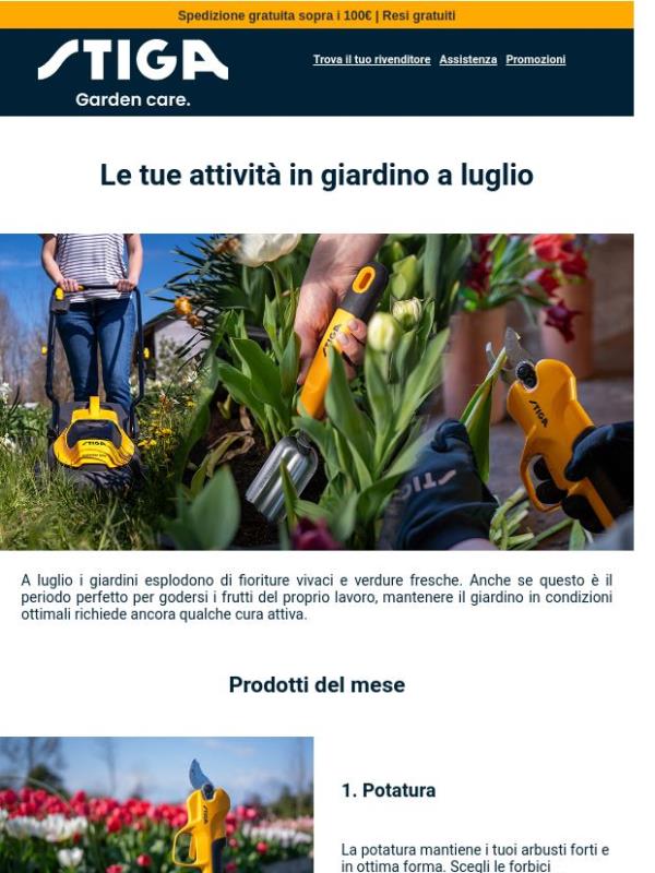 Le tue attività in giardino a luglio