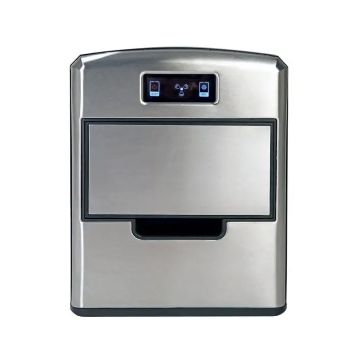Stainless-steel automatic countertop ice maker with digital control panel and front-access drawer