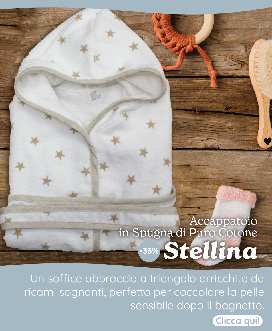 Accappatoio in Spugna di Puro Cotone Fantasia Stella - Stellina