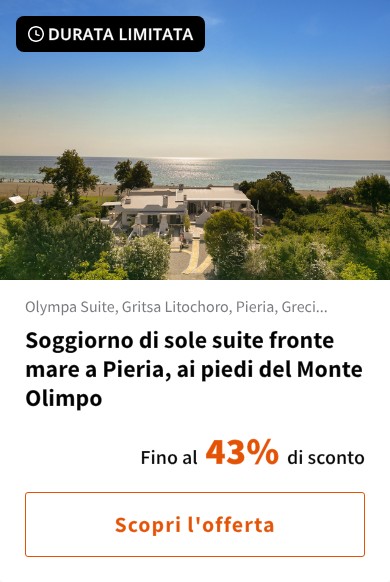 Soggiorno di sole suite fronte mare a Pieria, ai piedi del Monte Olimpo