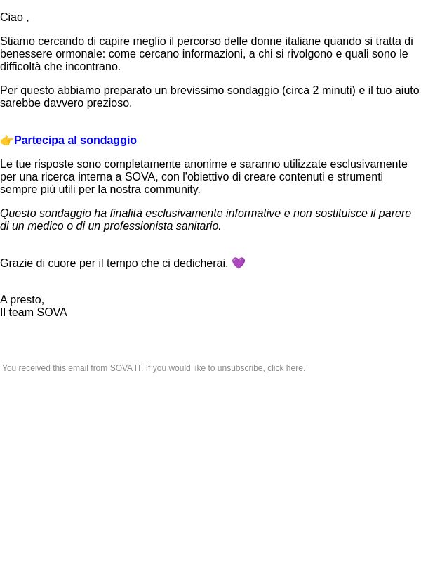 Ci aiuti con un sondaggio di 2 minuti?