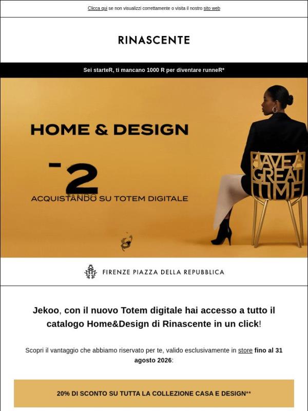 -20% Home&Design: acquista con il Totem digitale!