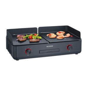 Severin Griglia Elettrica PG8569 Potenza 2200 W Colore Nero 2 Zone Temperatura Ceramica Removibili