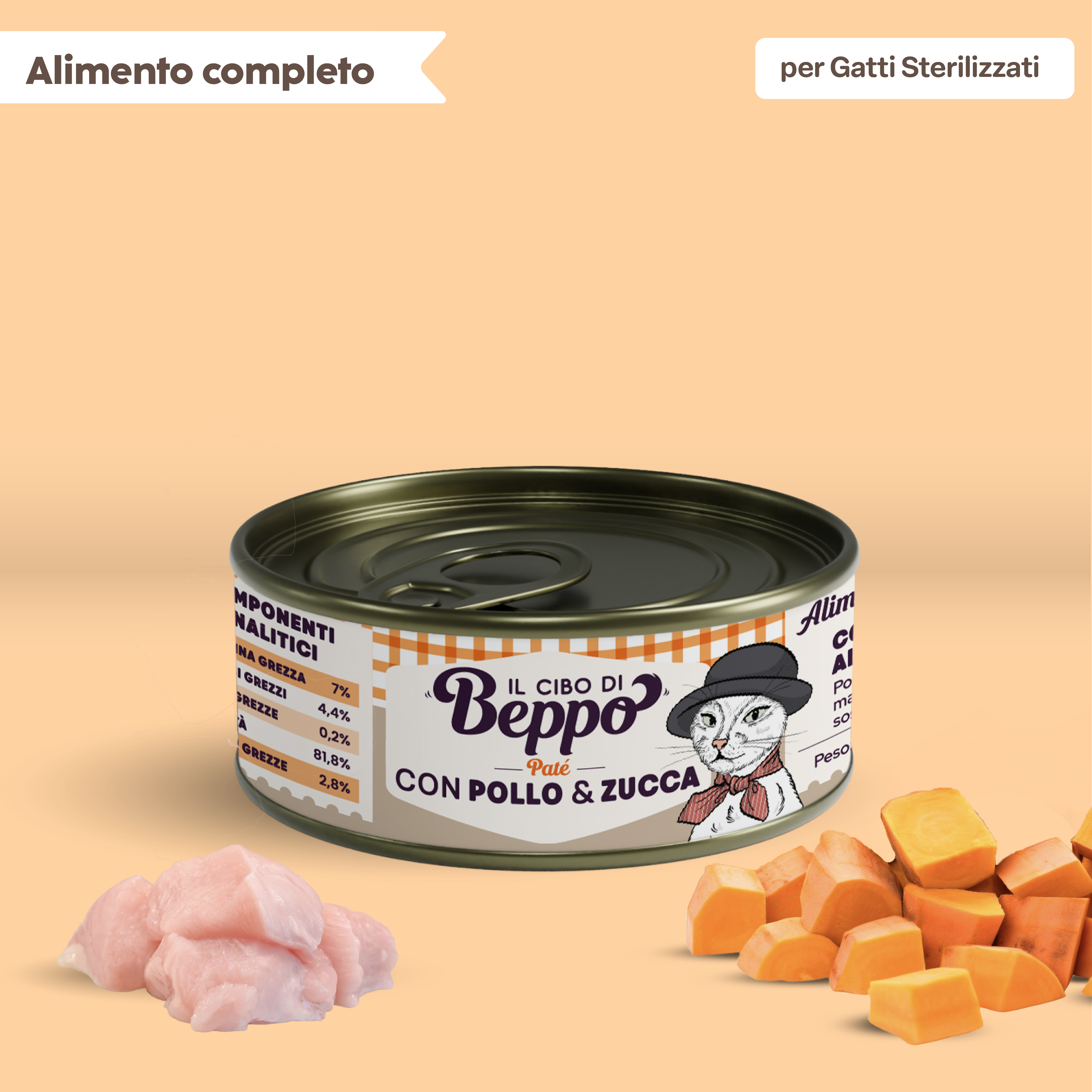 umido in lattina pate pollo e zucca