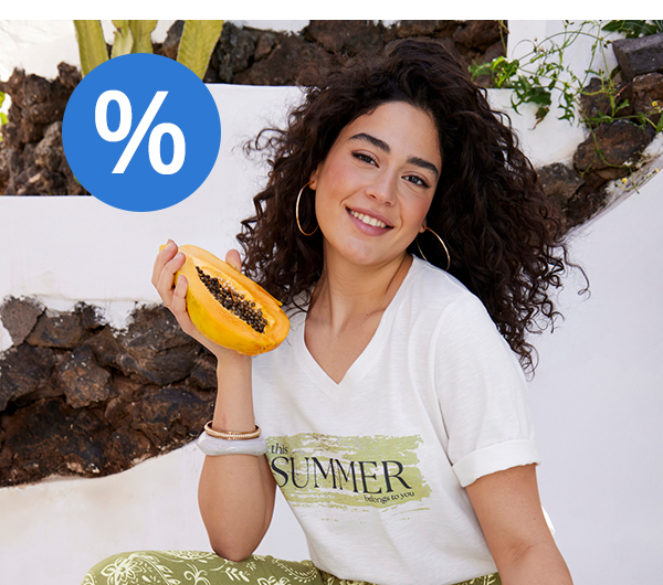 T-shirt, stampa con scritta, classic-fit, scollo a V, mezze maniche
