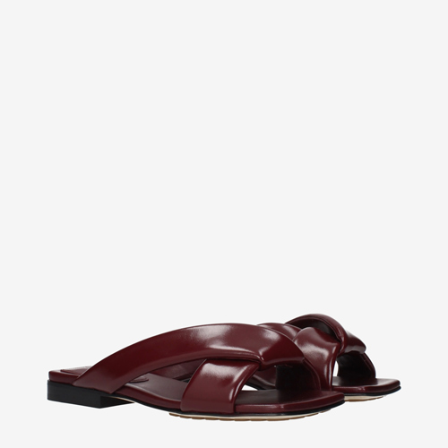 Bottega Veneta Slippers and Clogs Women Leather Red/Barolo