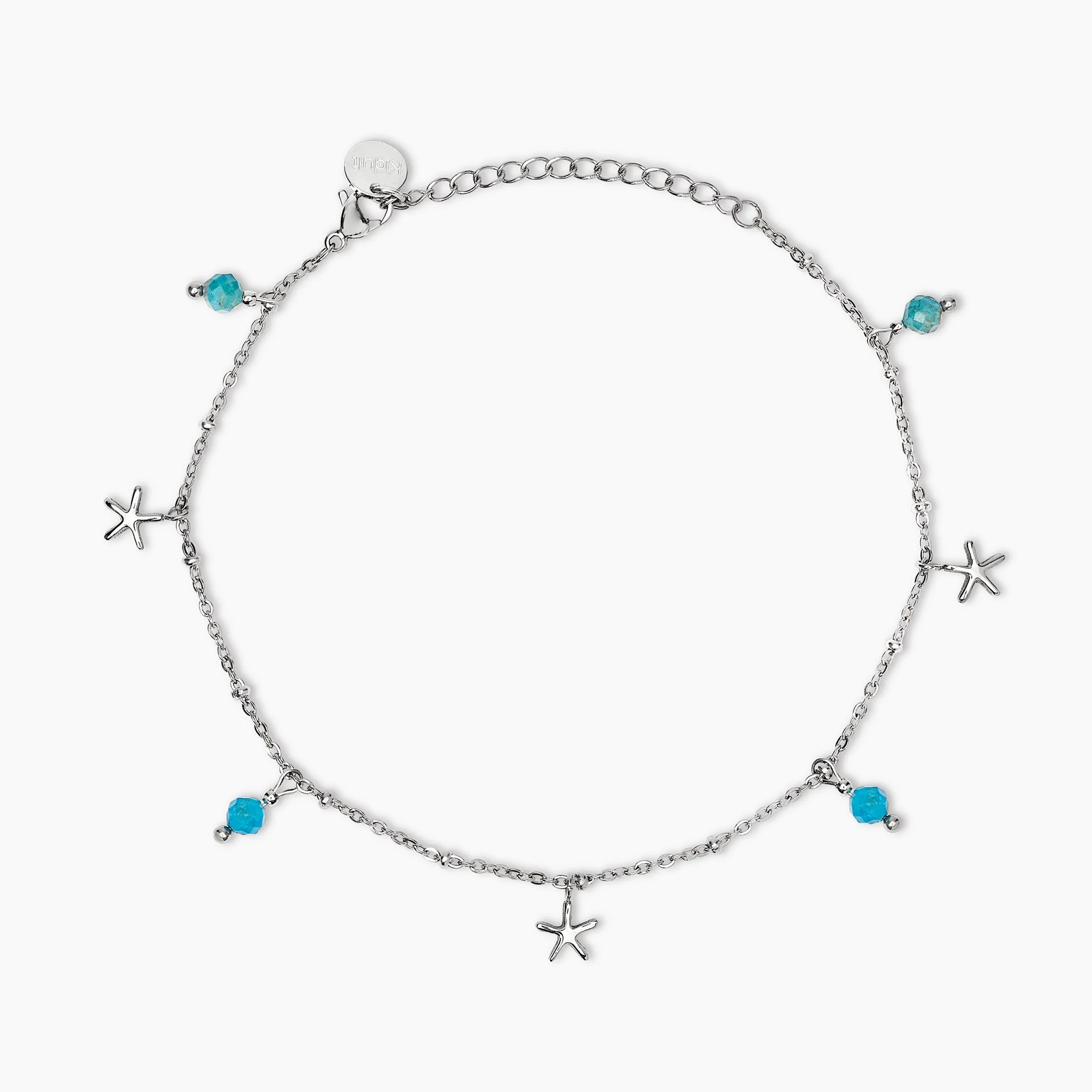 Image of Cavigliera in acciaio con stelle marine e inserti azzurri STYLE 86