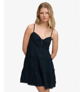 Vestito Cheesecloth Tiered Mini blu marino