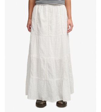Gonna Tiered Maxi bianco sporco
