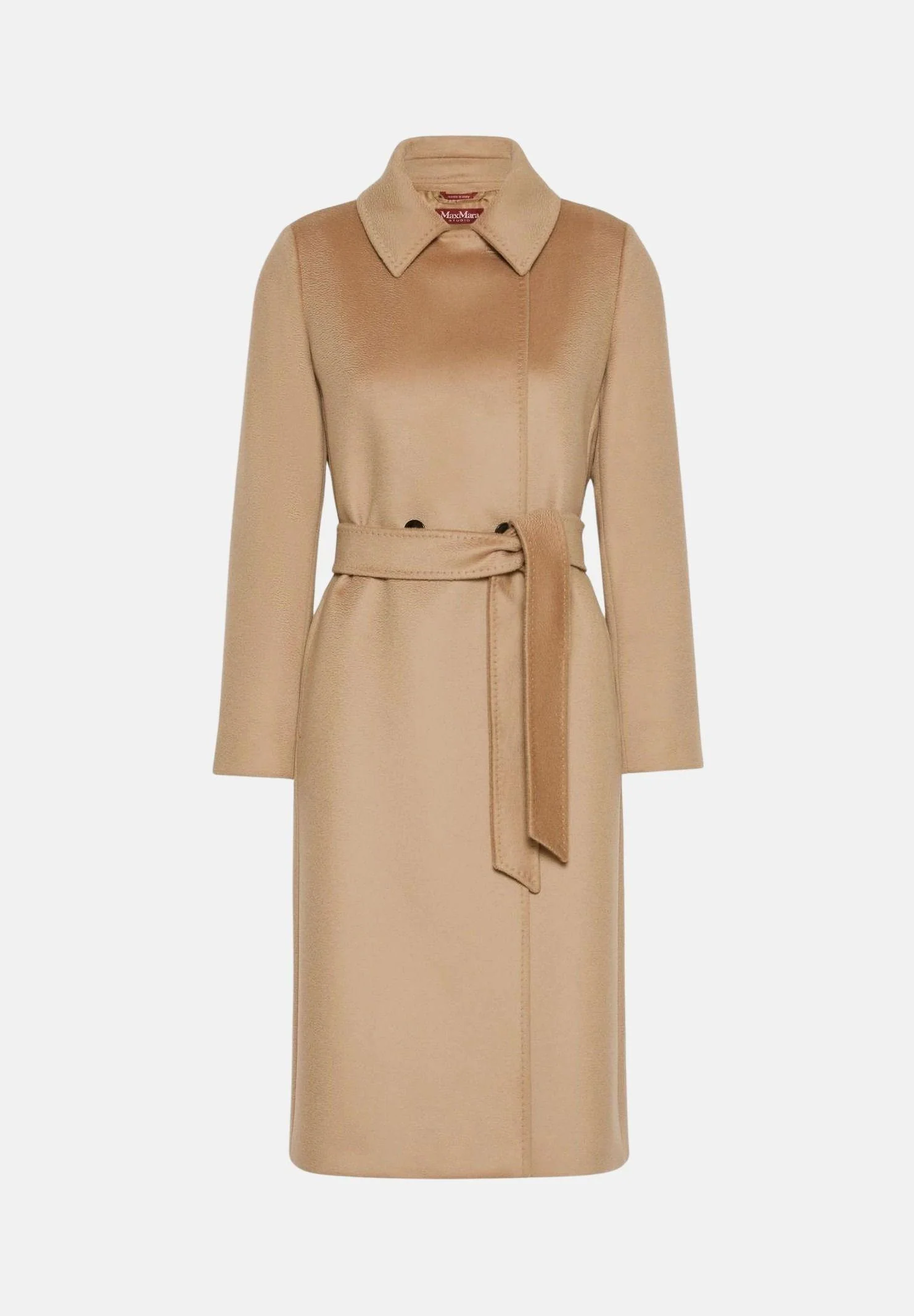 Image of MAX MARA Studio cappotto a vestaglia BCOLLAG in lana Cammello, colore basico beige, donna.