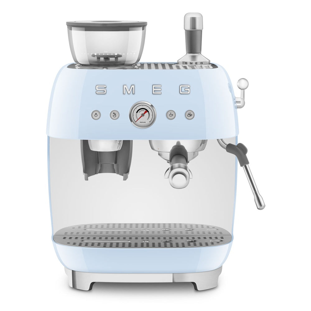 50's Style Manual Espresso Coffee Machine with Coffee Grinder - Sky Blue