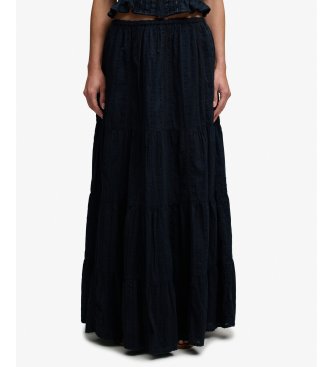 Gonna Tiered Maxi blu marino