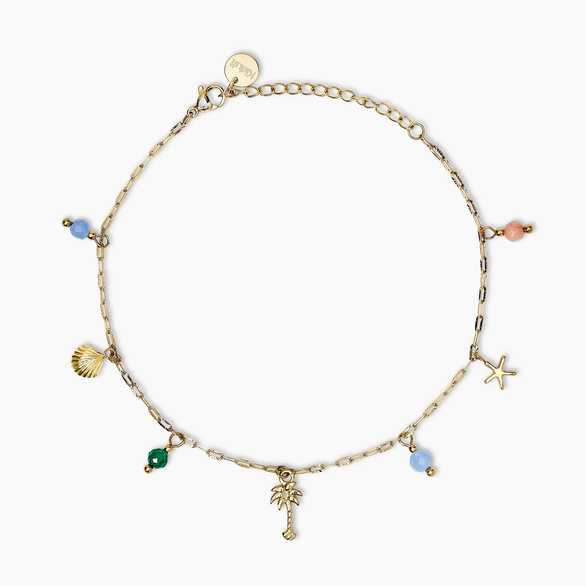 Image of Cavigliera in acciaio dorato con charms estivi STYLE 86