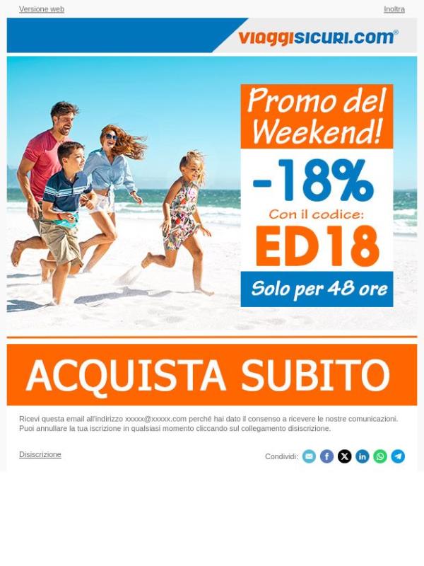 Weekend Esclusivo: - 18% su tutte le nostre polizze!