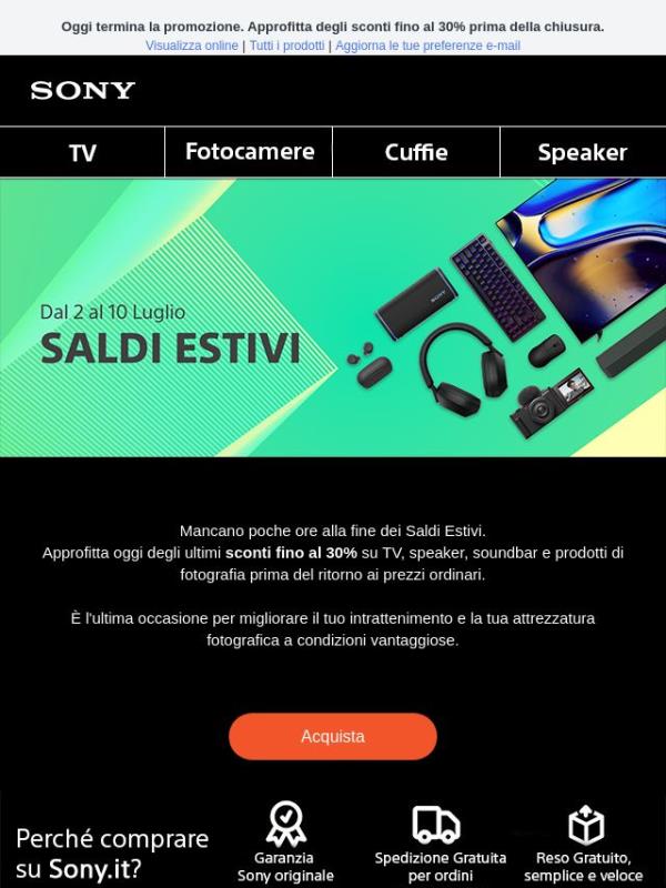 ⏰ Ultime ore di Saldi: fino al -30% solo fino a stasera